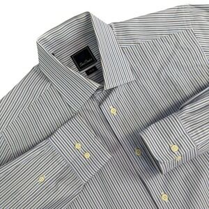 David Donahue Trim Fit Dress Shirt 16 32/33 Blue Stripes Button Up Long Sleeve‎